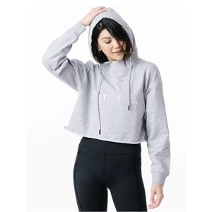 ZYIA Active XL Raw Edge Crop embroidered hoodie